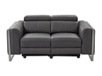 Canapé 2 places électrique en cuir gris anthracite Meublori