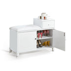 Banc de rangement pour chaussures avec coussin en PU et tiroir amovible