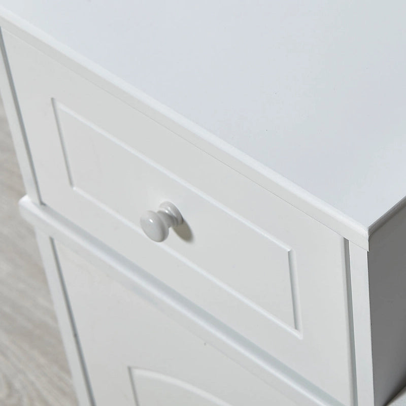 Shoe Storage Bench with PU Cushion and Movable Drawer