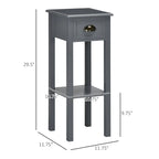 Table d'appoint à 2 niveaux avec tiroir, table de chevet étroite avec étagère inférieure