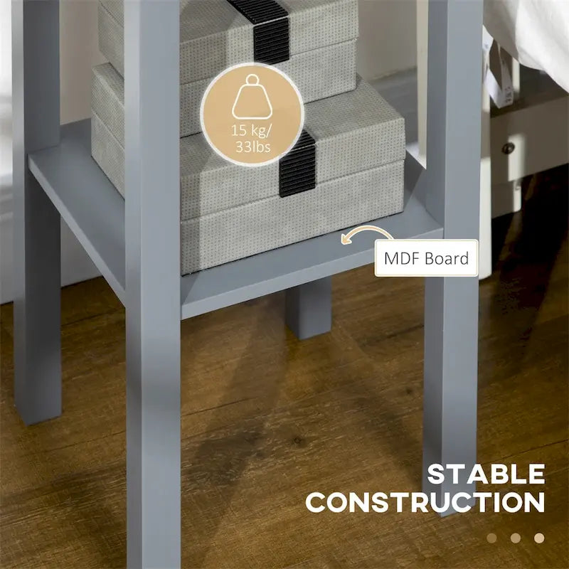 2-Tier Side Table with Drawer,Narrow End Table with Bottom Shelf