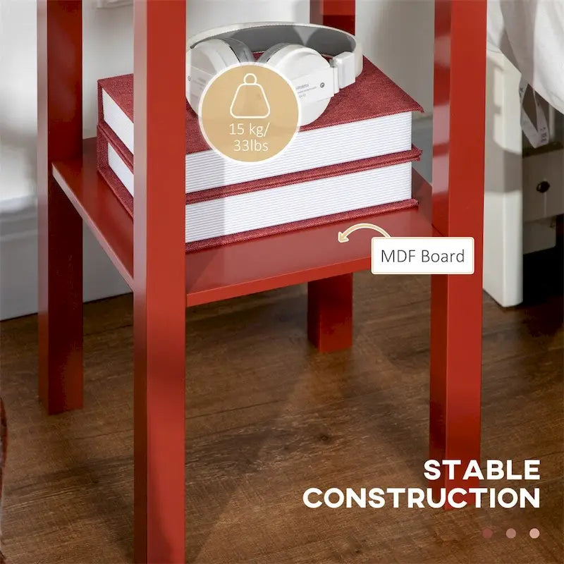 2-Tier Side Table with Drawer,Narrow End Table with Bottom Shelf