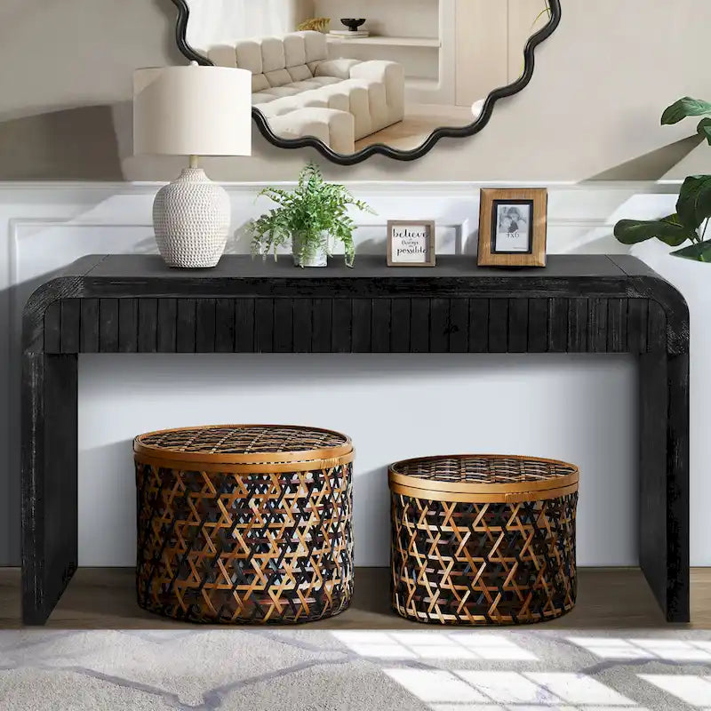Vintage Crafted Farmhouse 59 Console Table with Two Hidden Drawers