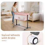 Berceau bébé avec roues – Beige / Gris / Rose, cododo, pour 1 bébé
