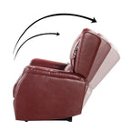 Fauteuil inclinable électrique en cuir véritable avec port USB – Dossier à oreilles et clous décoratifs, ensemble de 2