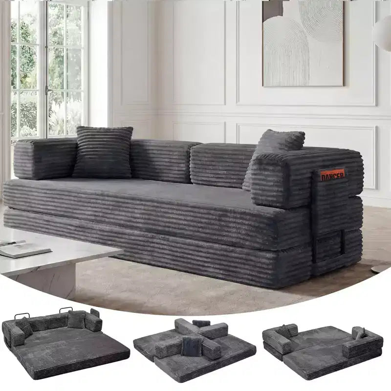 Canapé-lit convertible 5-en-1 de 80,7 po – Velours côtelé, 1 200 lb, aucun assemblage requis