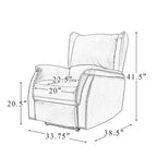 Fauteuil inclinable électrique en cuir véritable avec port USB – Dossier à oreilles et clous décoratifs, ensemble de 2