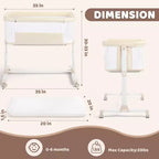 Berceau bébé avec roues – Beige / Gris / Rose, cododo, pour 1 bébé
