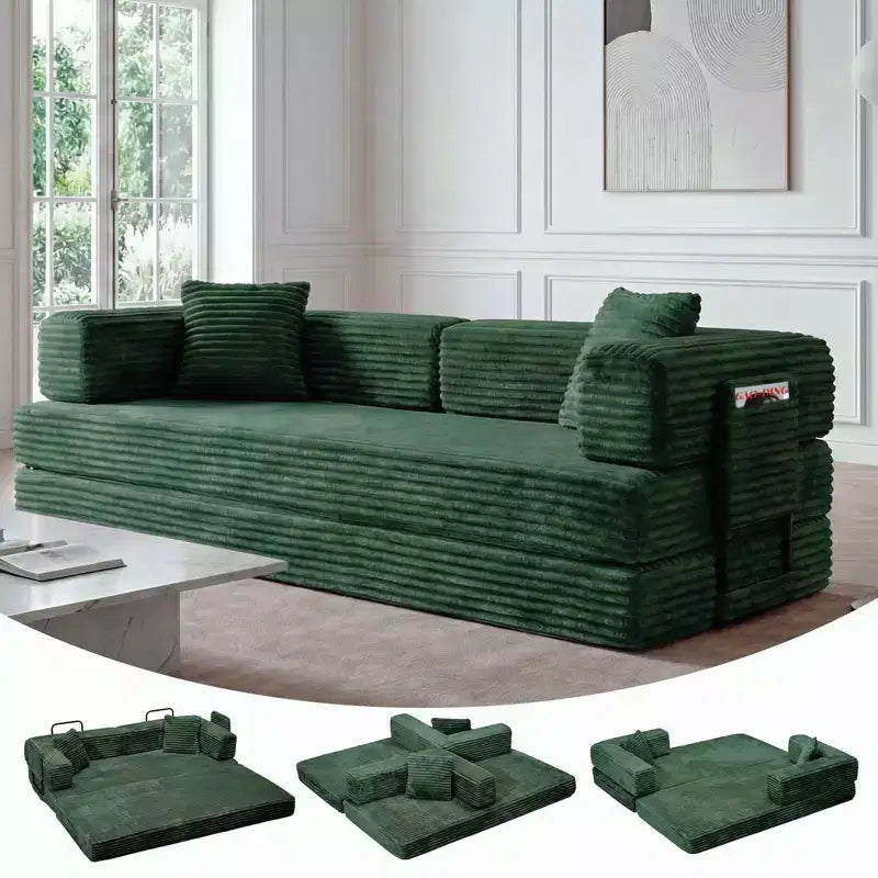 Canapé-lit convertible 5-en-1 de 80,7 po – Velours côtelé, 1 200 lb, aucun assemblage requis