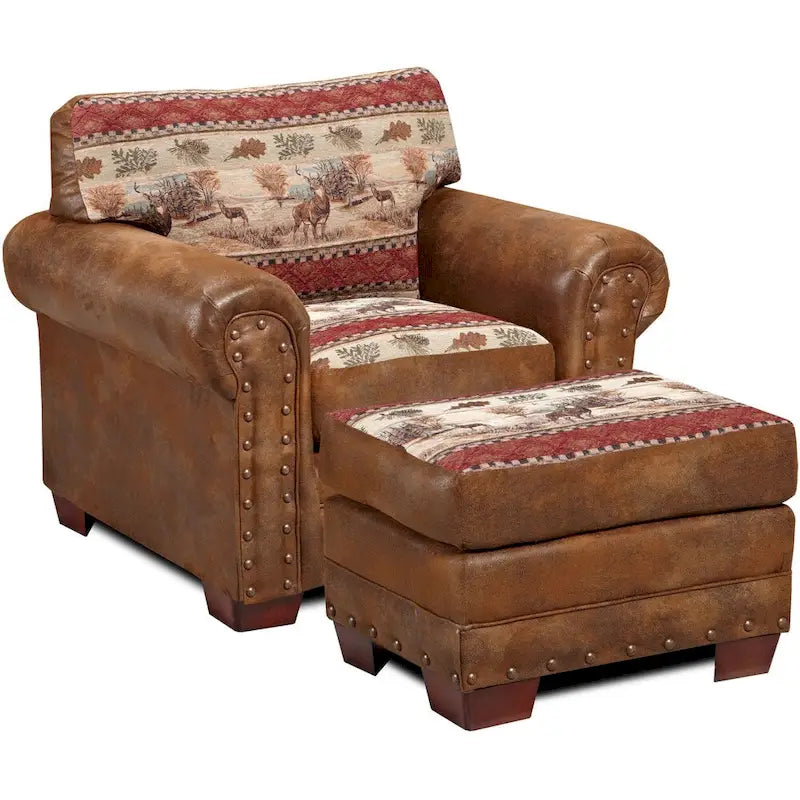 Brown Tapestry Ottoman