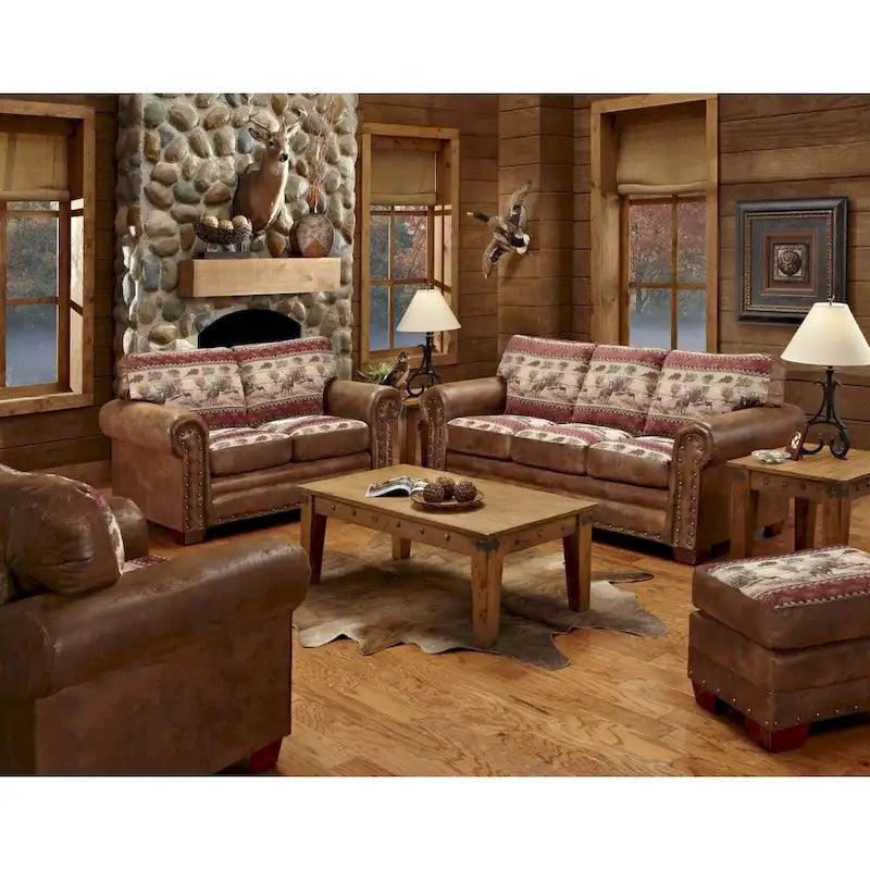 Brown Tapestry Ottoman