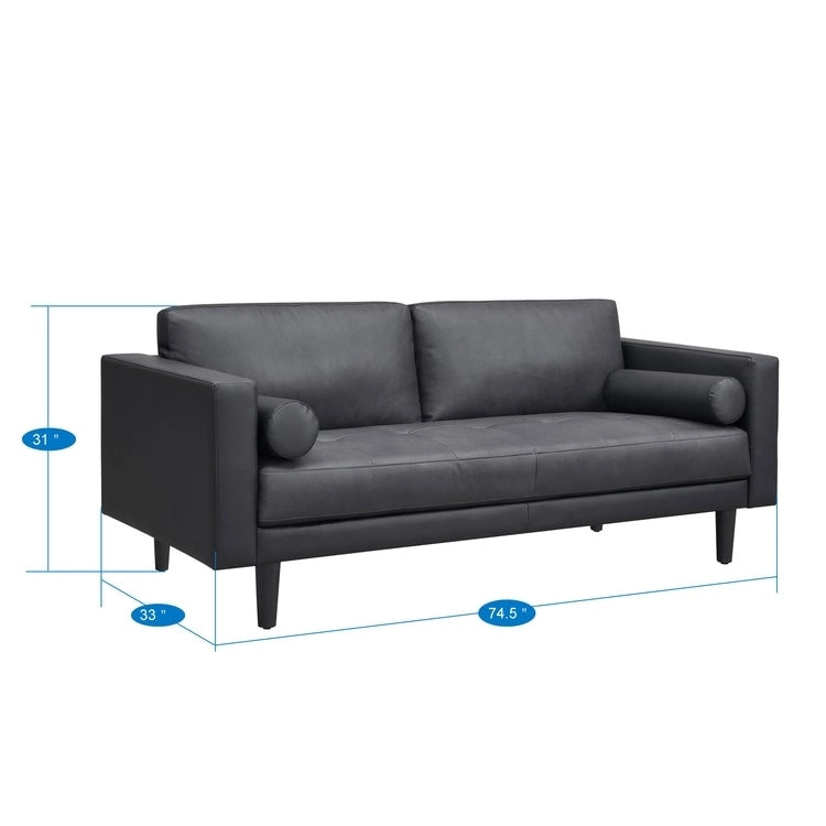 Genuine Mid-Century Leather Sofa Couch for Living Room Luxury Couch Sofa Furniture for Home Office Bedroom