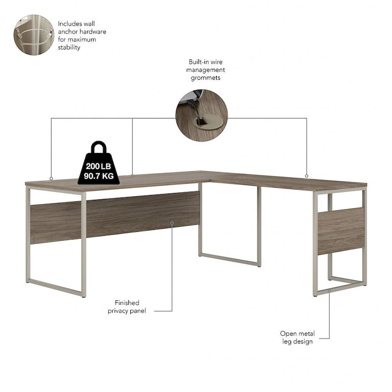 72W x 30D L Shaped Table Desk by