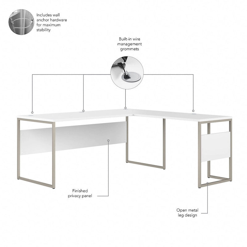 72W x 30D L Shaped Table Desk by
