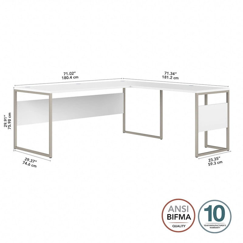 72W x 30D L Shaped Table Desk by