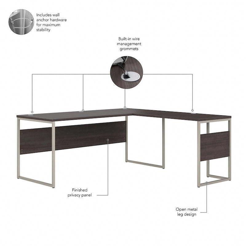 72W x 30D L Shaped Table Desk by