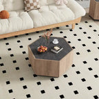Table basse rétro de jardin hexagonale avec 2 tiroirs