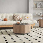 Table basse rétro de jardin hexagonale avec 2 tiroirs