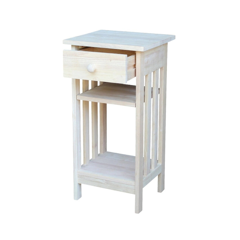 Unfinished Solid Parawood Mission Telephone Stand