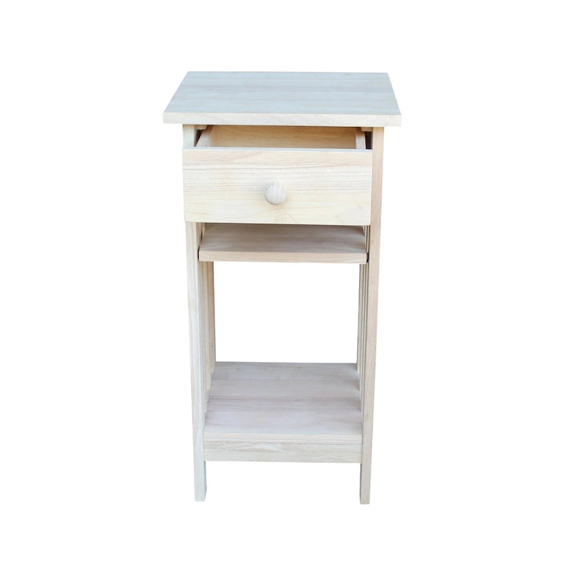 Unfinished Solid Parawood Mission Telephone Stand
