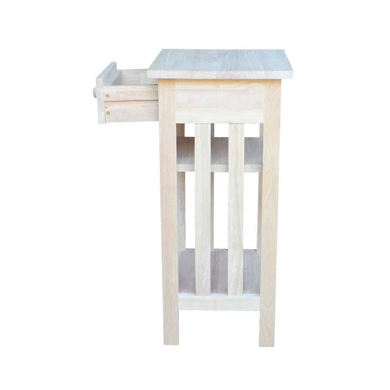 Unfinished Solid Parawood Mission Telephone Stand