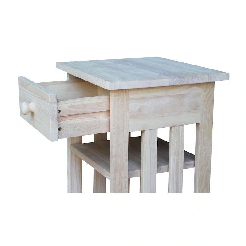 Unfinished Solid Parawood Mission Telephone Stand