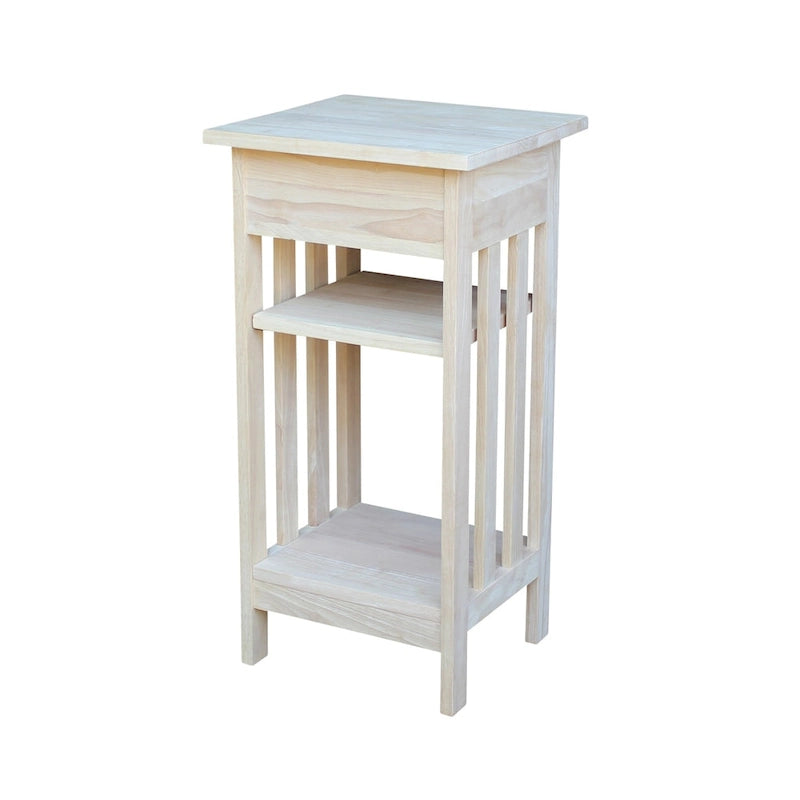 Unfinished Solid Parawood Mission Telephone Stand