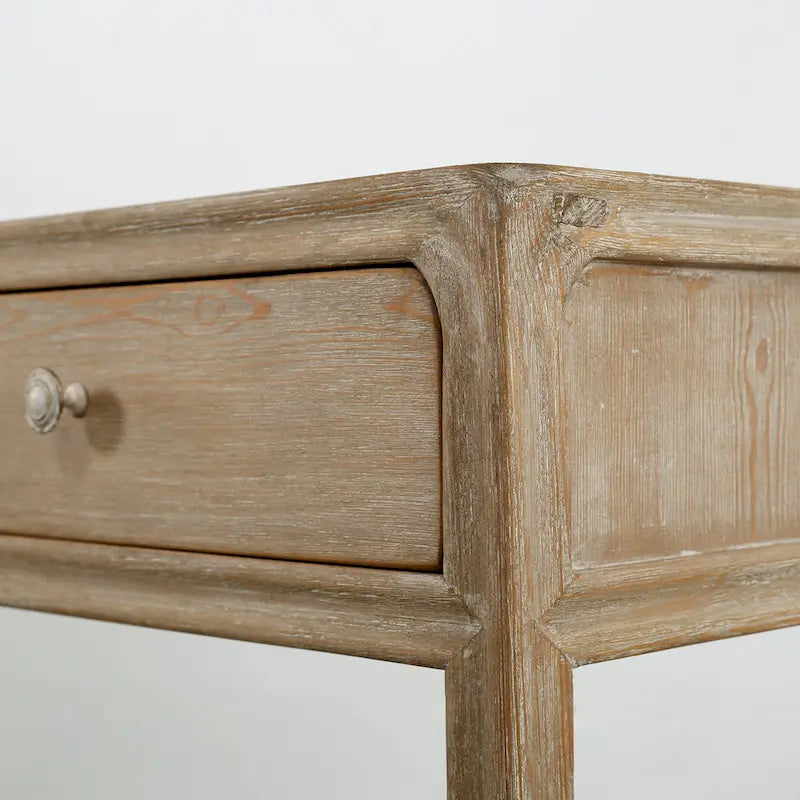 Square Side Table w/Drawer, 27Inch Tall, White Wash