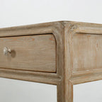 Table d'appoint carrée avec tiroir, 68,5 cm de haut, finition blanc délavé