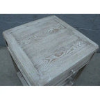 Table d'appoint carrée avec tiroir, 68,5 cm de haut, finition blanc délavé