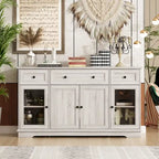 Buffet élégant imitation grain de bois avec étagères réglables