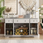 Buffet élégant imitation grain de bois avec étagères réglables