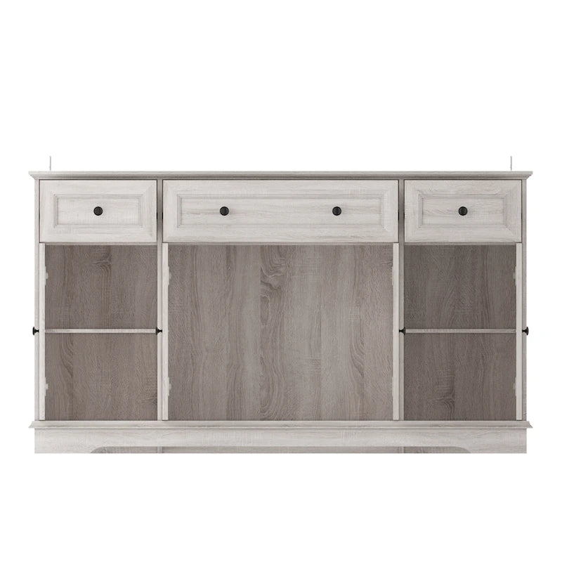 Elegant Wood-Grain Buffet Cabinet with Adjustable Shelves Sideboard