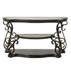Table console traditionnelle en verre trempé sur le dessus et l'étagère du milieu, table d'entrée de hall de couloir de salon rétro