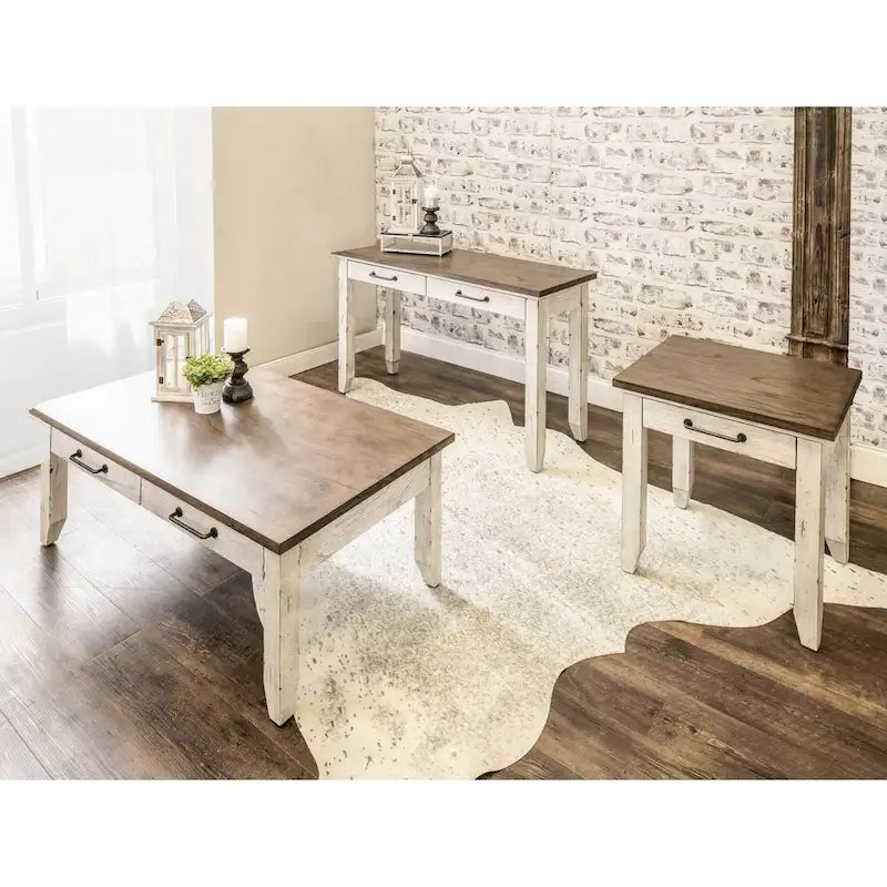 Two-Tone Ivory and Honey Coffee Table