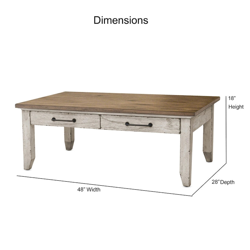 Two-Tone Ivory and Honey Coffee Table