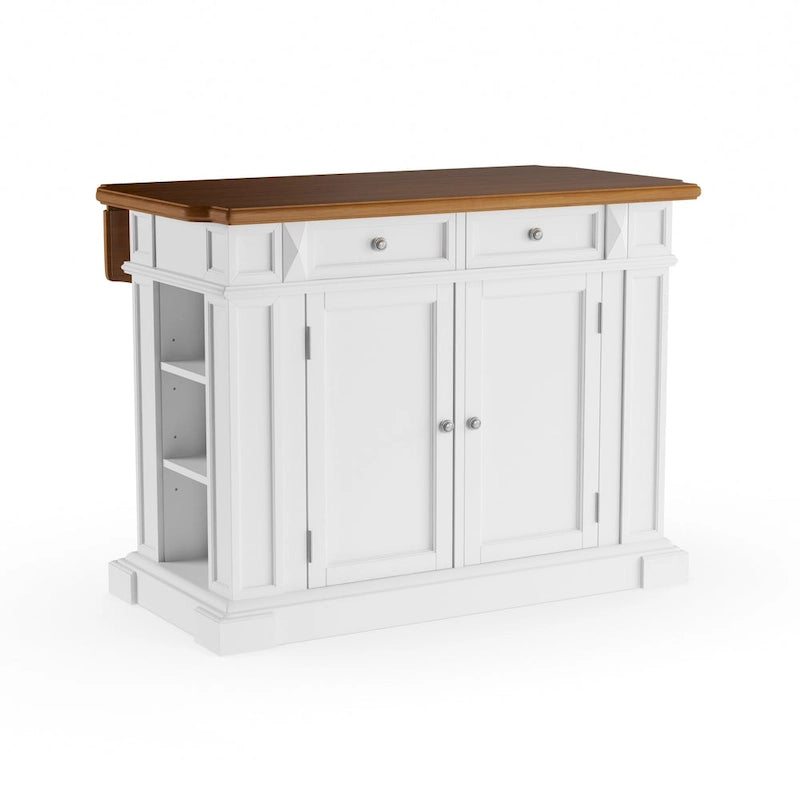 White Distressed Oak Kitchen Island