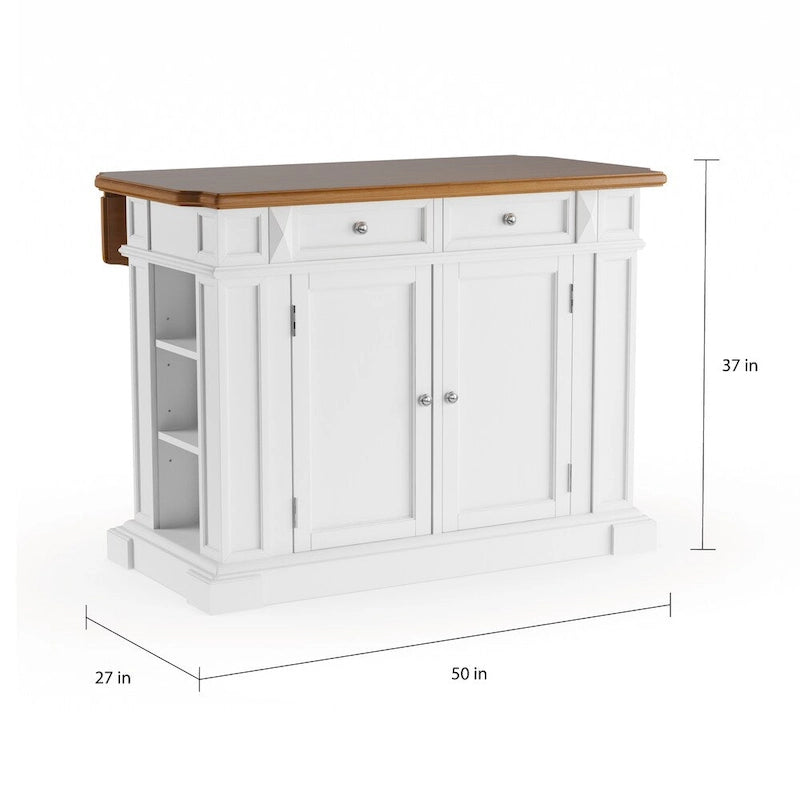 White Distressed Oak Kitchen Island