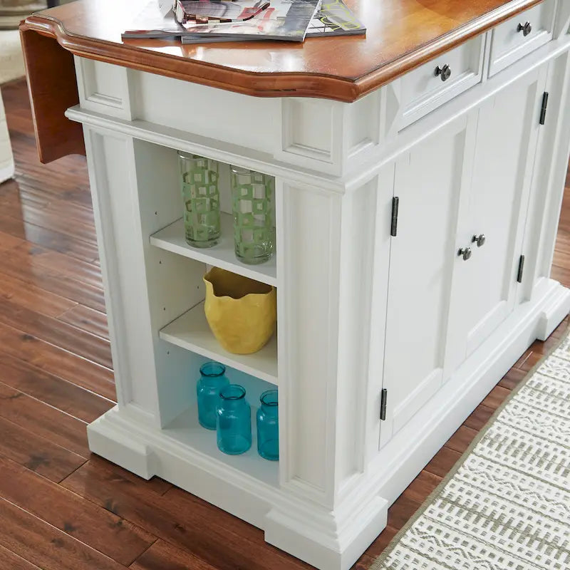 White Distressed Oak Kitchen Island