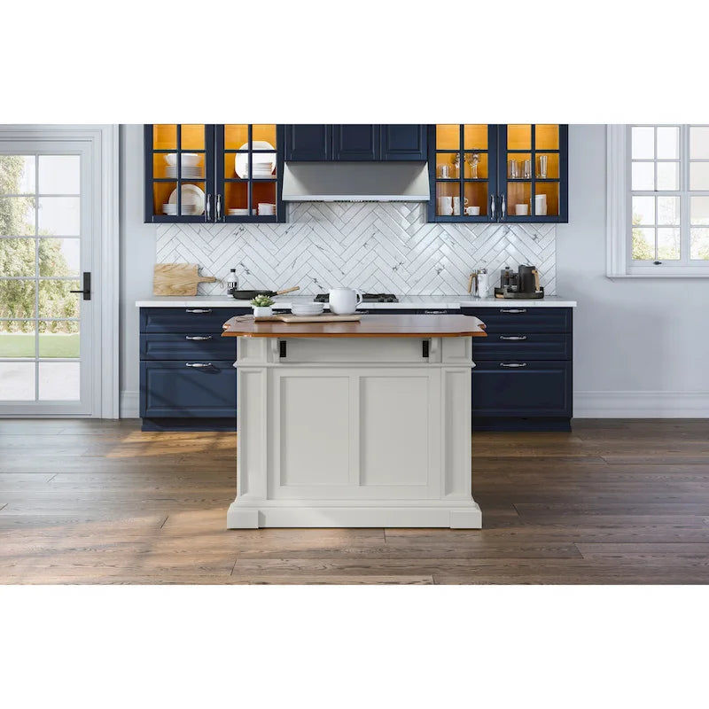 White Distressed Oak Kitchen Island