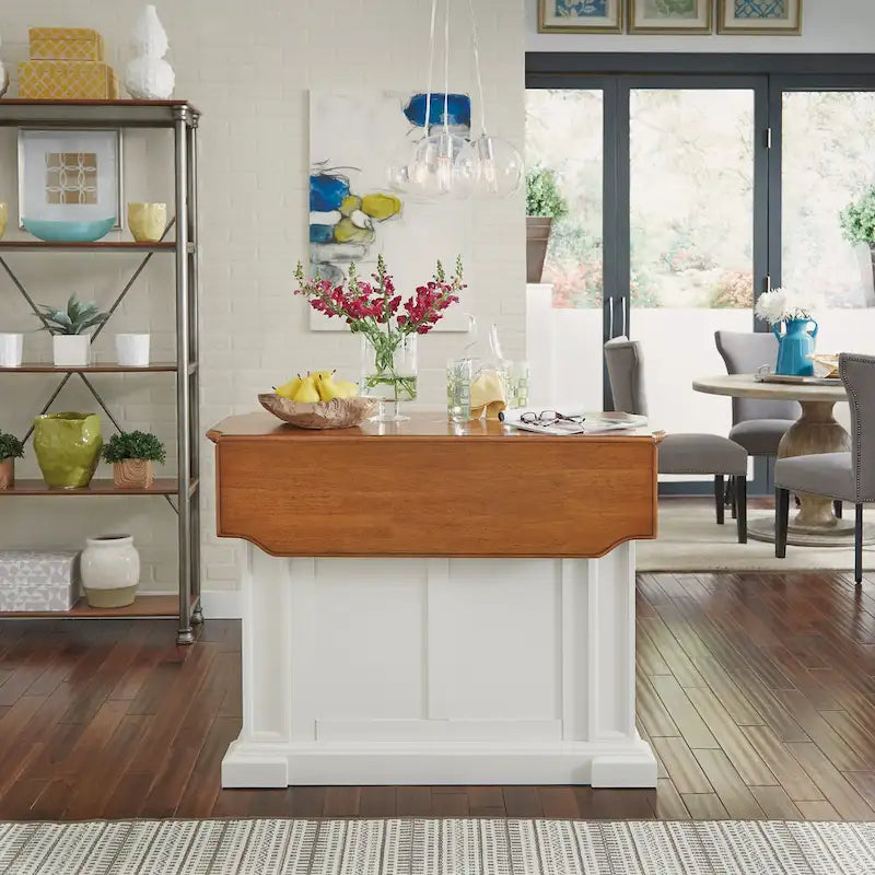 White Distressed Oak Kitchen Island