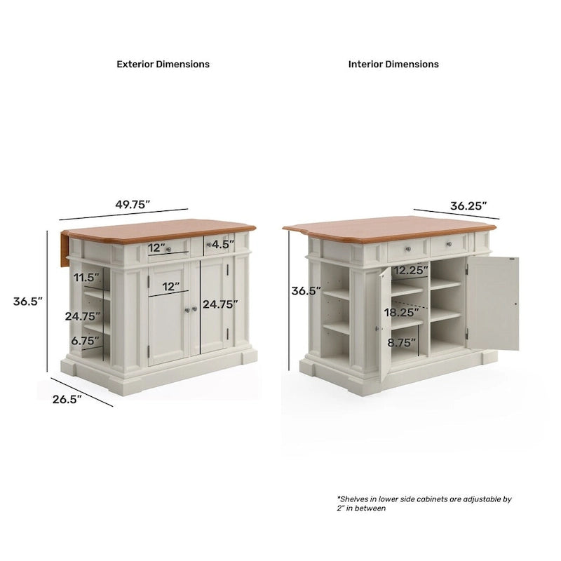 White Distressed Oak Kitchen Island