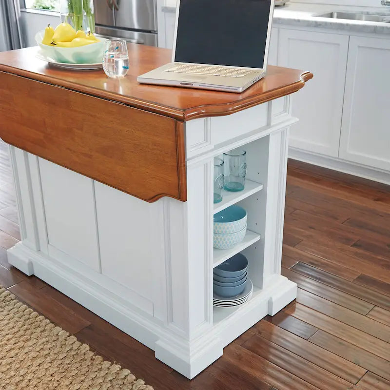 White Distressed Oak Kitchen Island