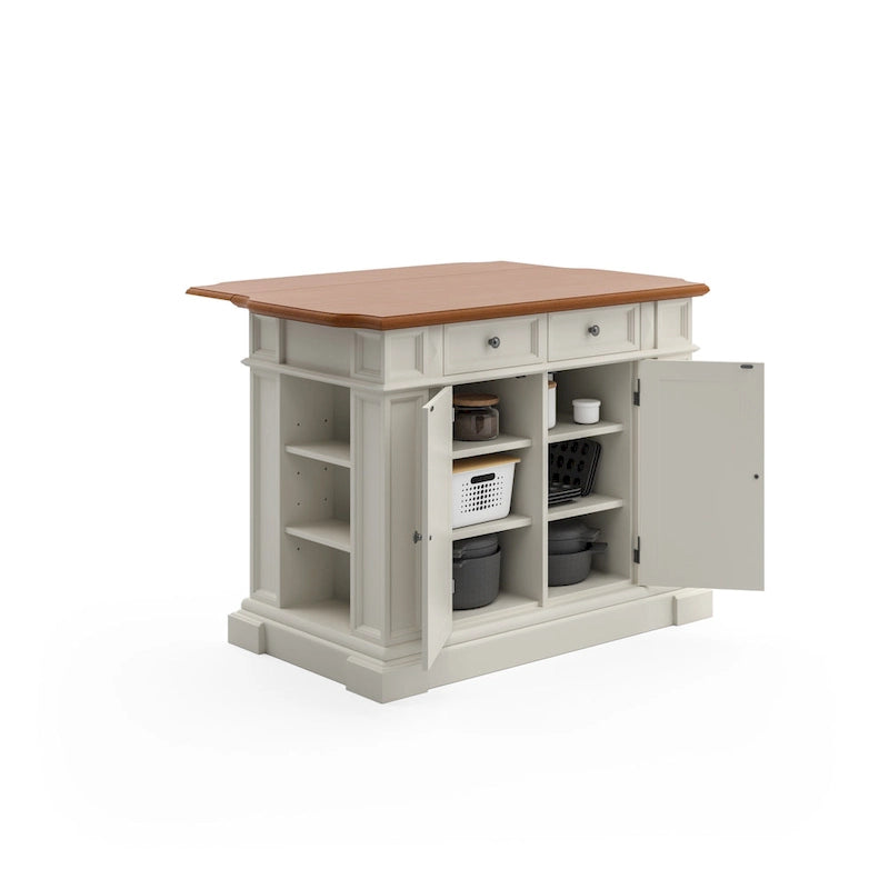 White Distressed Oak Kitchen Island
