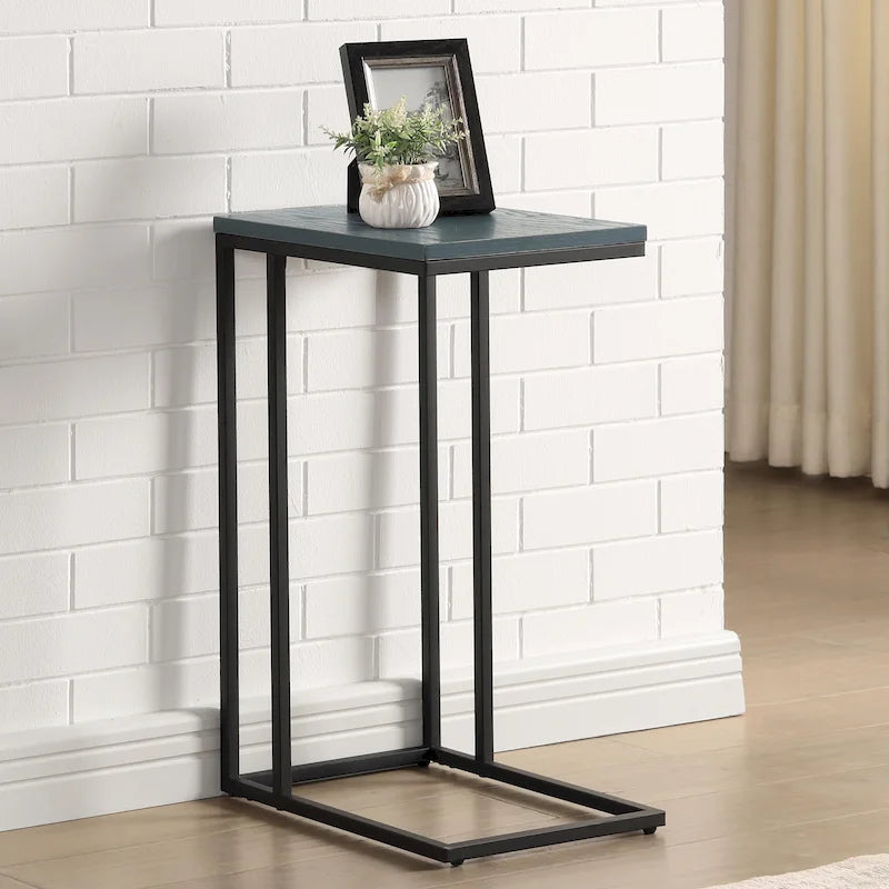 Industrial 16-inch Steel C-shaped Side Table by