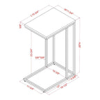 Table d'appoint industrielle en acier en forme de C de 40,6 cm par