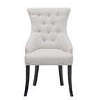 Lot de 2 chaises de salle à manger beiges en tissu, fauteuil cabriolet avec boutons touffetés