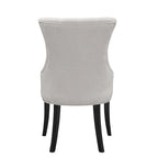 Lot de 2 chaises de salle à manger beiges en tissu, fauteuil cabriolet avec boutons touffetés