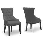 Lot de 2 chaises de salle à manger beiges en tissu, fauteuil cabriolet avec boutons touffetés