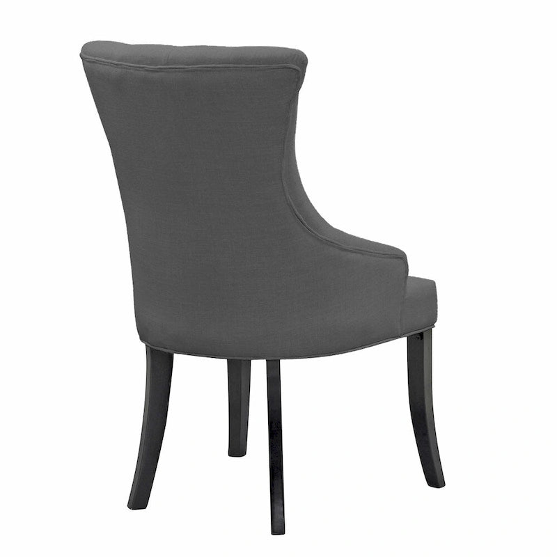Set of 2 Beige Fabric Dining Chair Wing Chair with Tufted Buttons